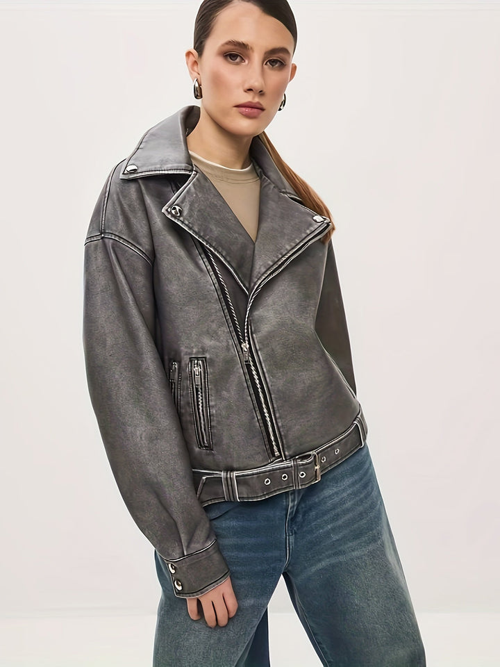 Levoire | Veste Pour Femmes En Cuir Grande Taille Avec Ceinture