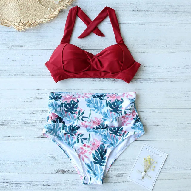 Levoire | Bikini Taille Haute Ensemble Pour La Plage Et La Piscine Rot