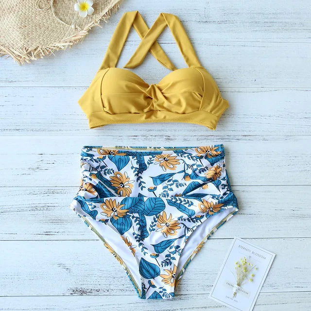 Levoire | Bikini Taille Haute Ensemble Pour La Plage Et La Piscine Jaune