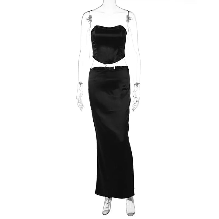 Levoire | Top Court Style Corset & Ensemble Jupe Longue Noir