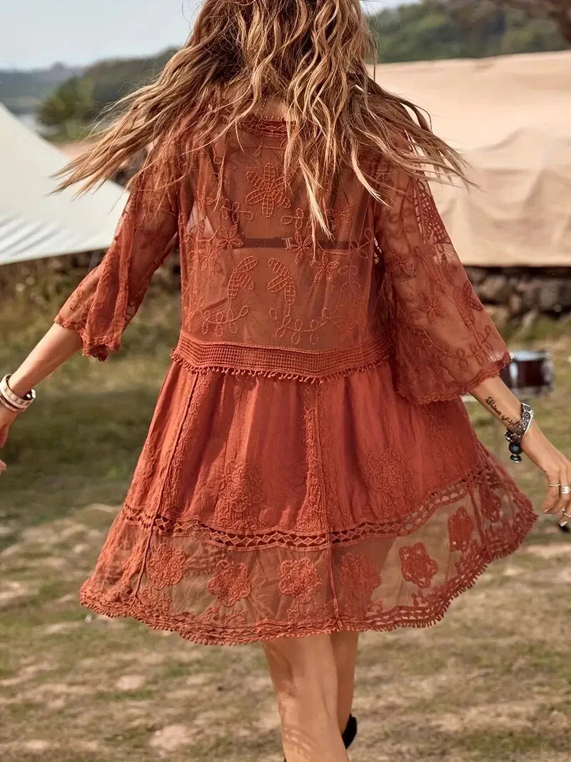Levoire | Robe En Dentelle Transparente Surdimensionnée Style Boho