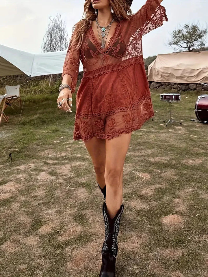 Levoire | Robe En Dentelle Transparente Surdimensionnée Style Boho