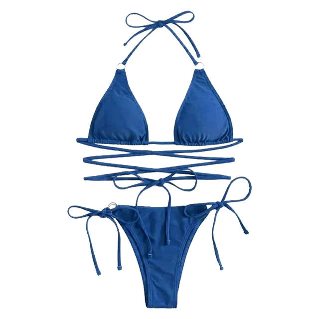 Levoire | Bikini Triangle Réglable Vêtements De Bain Bleu