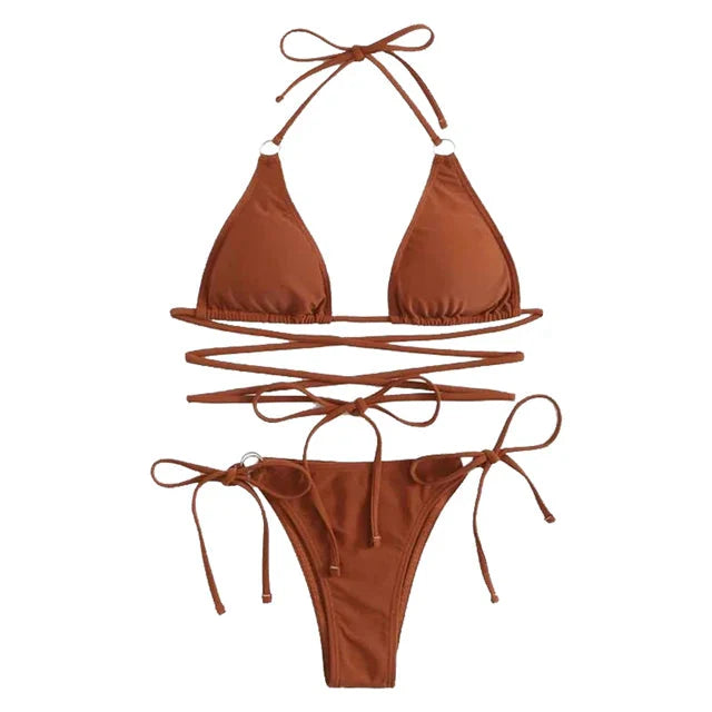 Levoire | Bikini Triangle Réglable Vêtements De Bain Café