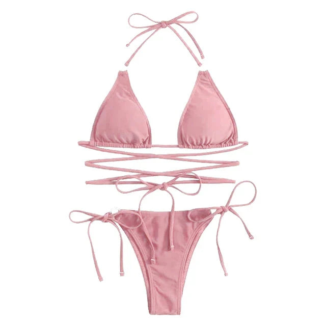 Levoire | Bikini Triangle Réglable Vêtements De Bain Rose