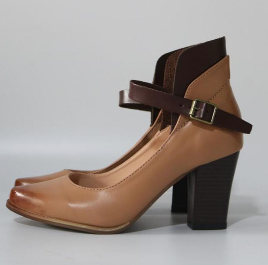 Levoire | Chaussures À Talons Avec Bride De Cheville Vintage Pour Femmes Braun