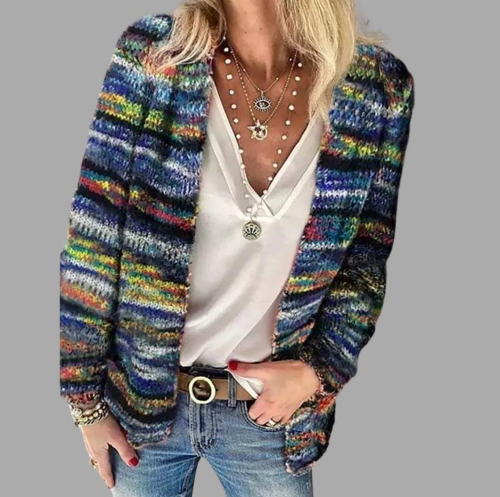 Levoire | Gilet En Tricot Multicolore Pour Femmes Bleu