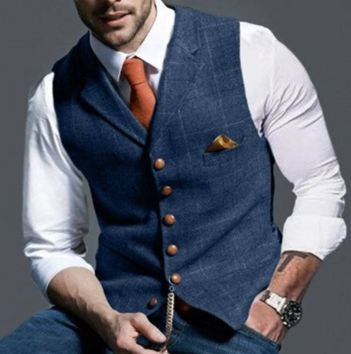 Levoire | Gilet Vintage Pour Hommes Bleu