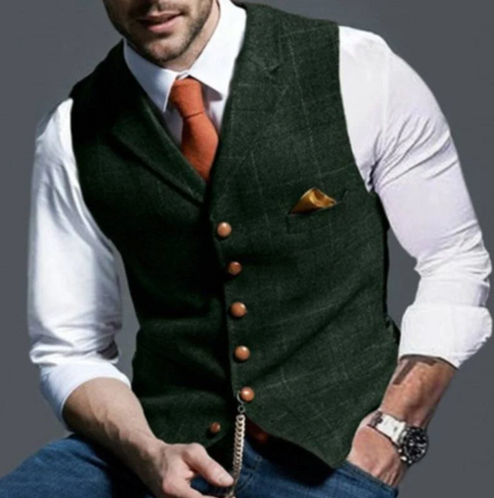 Levoire | Gilet Vintage Pour Hommes Vert foncé