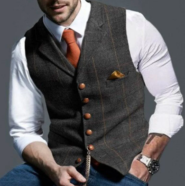Levoire | Gilet Vintage Pour Hommes Gris foncé