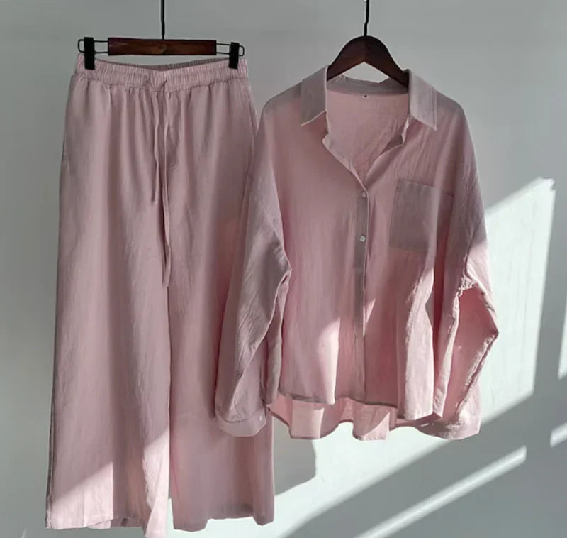 Levoire | Ensemble D'Été Pour Femmes Avec Chemise Et Pantalon Rosa