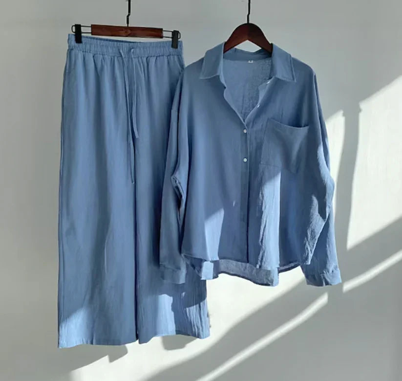 Levoire | Ensemble En Lin D'Été Bleu