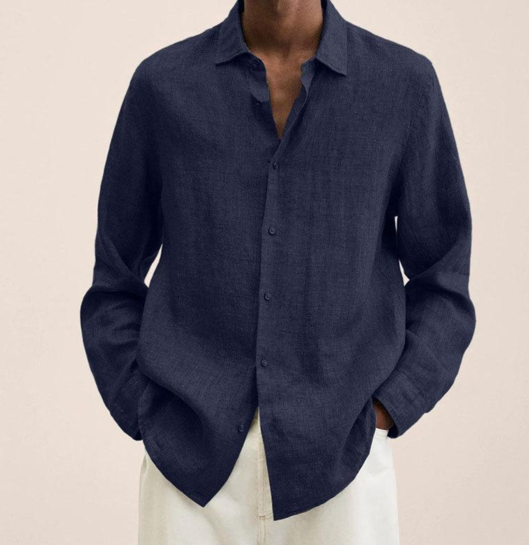 Levoire | Chemise En Lin Élégante Pour Hommes bleu marine