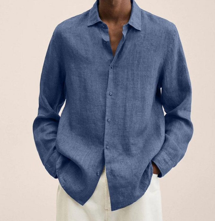 Levoire | Chemise En Lin Élégante Pour Hommes Bleu