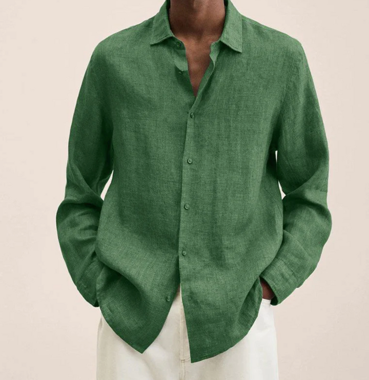 Levoire | Chemise En Lin Élégante Pour Hommes Vert