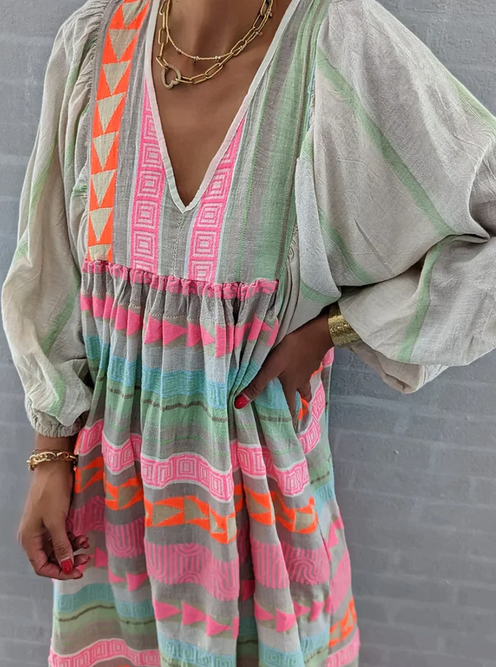 Levoire | Robe Boho Avec Des Rayures Colorées Pour Femmes