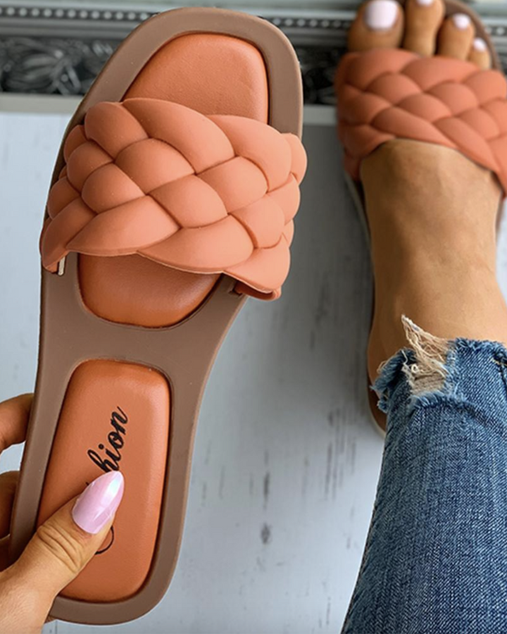 Levoire | Sandales À Enfiler Tressées Avec Semelle Rembourrée Pour Femmes Orange