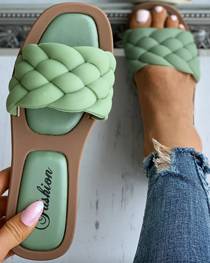 Levoire | Sandales À Enfiler Tressées Avec Semelle Rembourrée Pour Femmes Vert