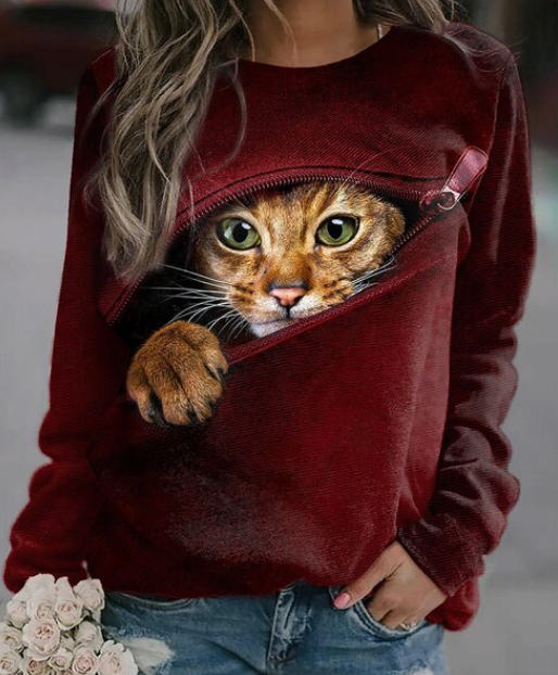 Levoire | Sweat-shirt Imprimé Mignon Pour Femme - Chaud Rouge