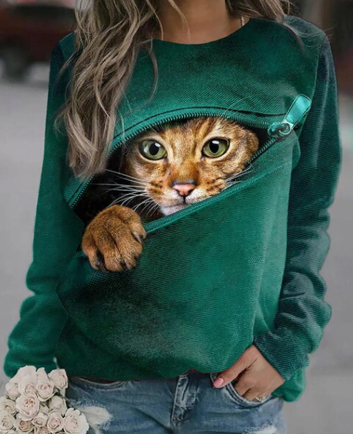 Levoire | Sweat-shirt Imprimé Mignon Pour Femme - Chaud Vert