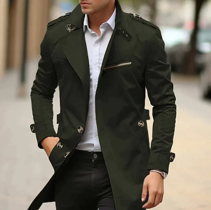 Levoire | Trench-Coat Long Avec Revers Et Poches Vert foncé
