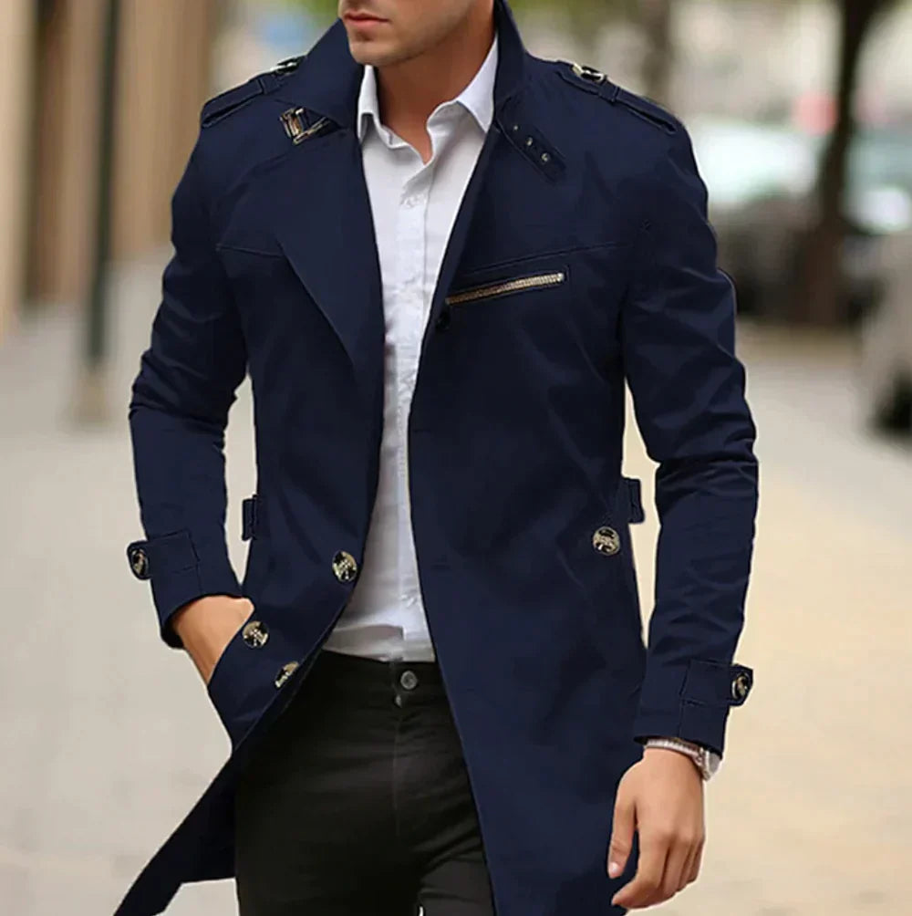 Levoire | Trench-Coat Long Avec Revers Et Poches Bleu foncé