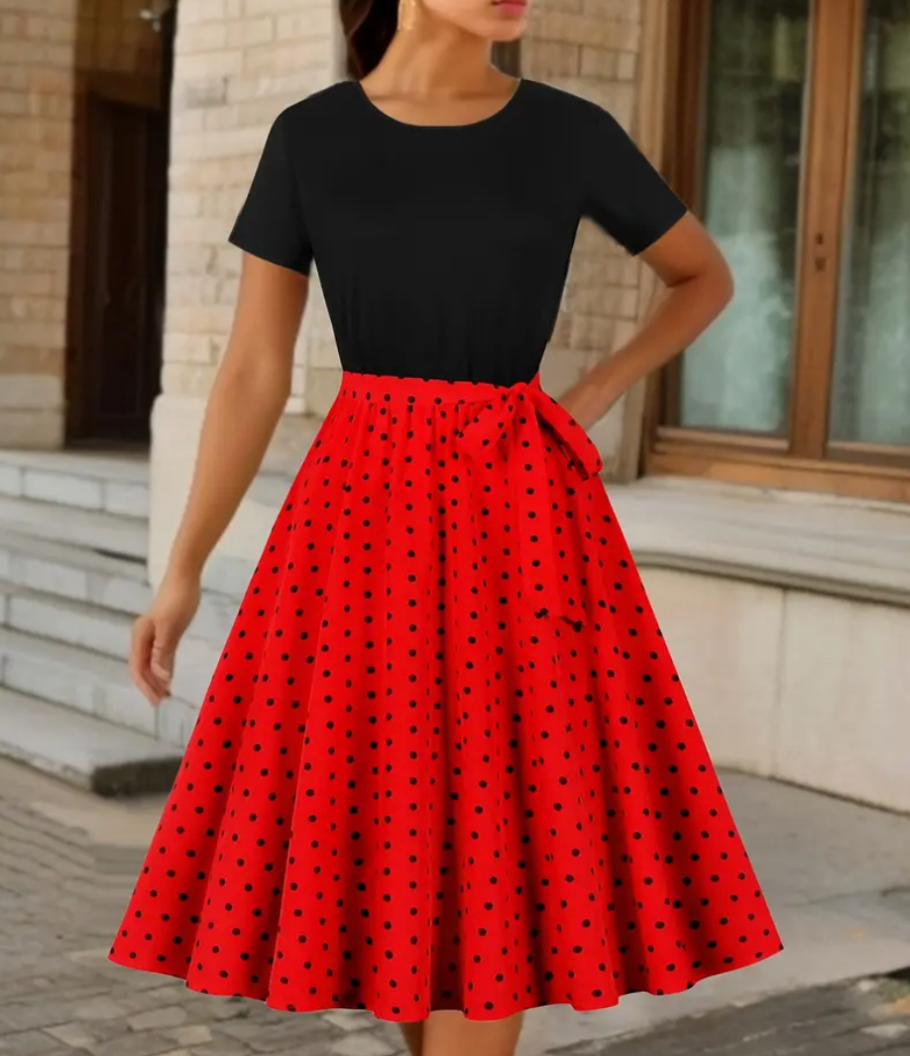 Levoire | Femme robe vintage à pois Rouge