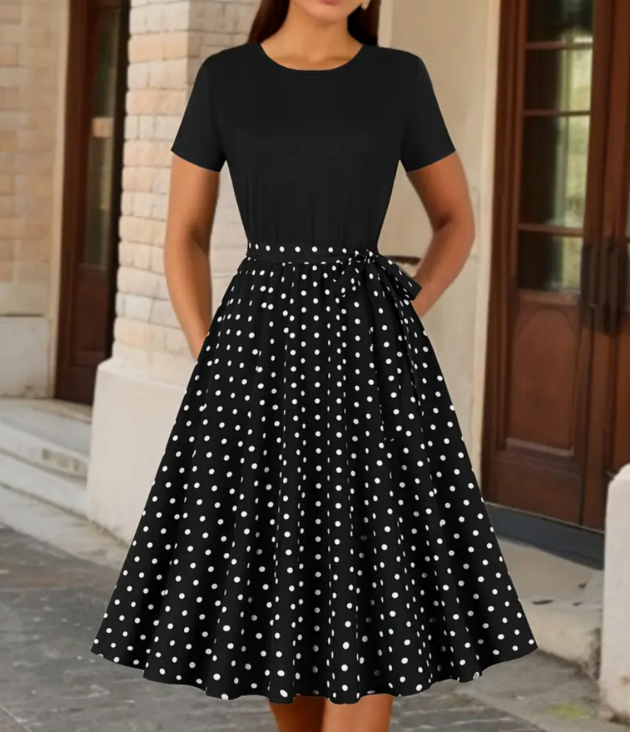 Levoire | Femme robe vintage à pois Noir