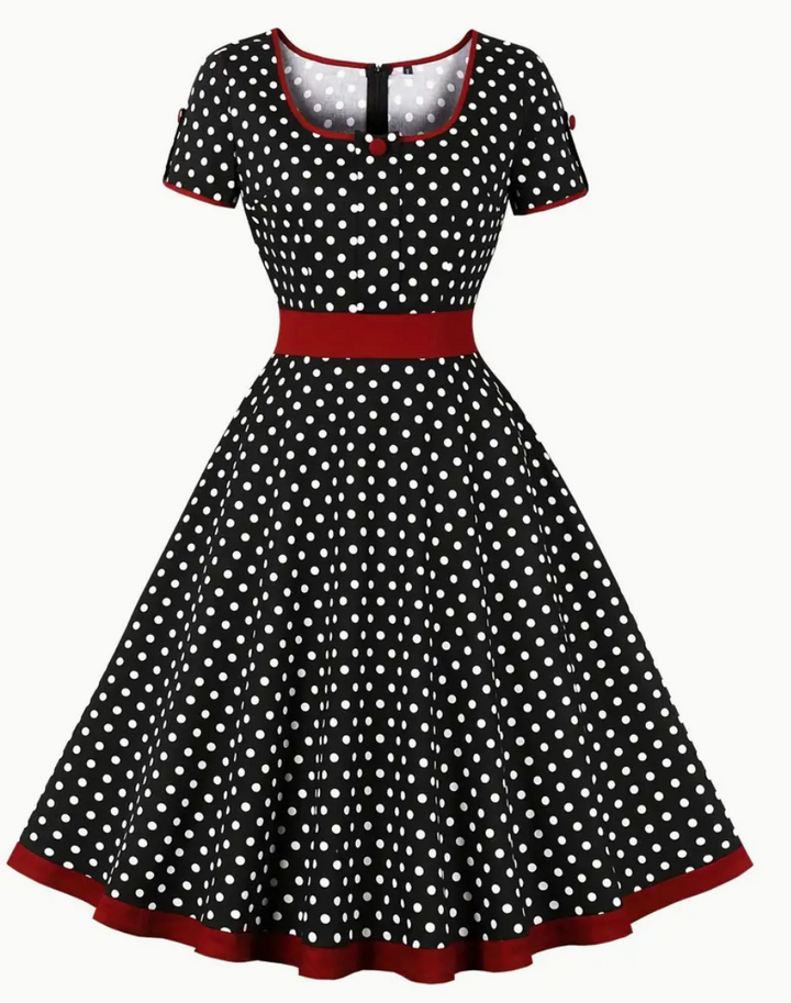 Levoire | Robe Vintage À Pois Pour Femmes Noir