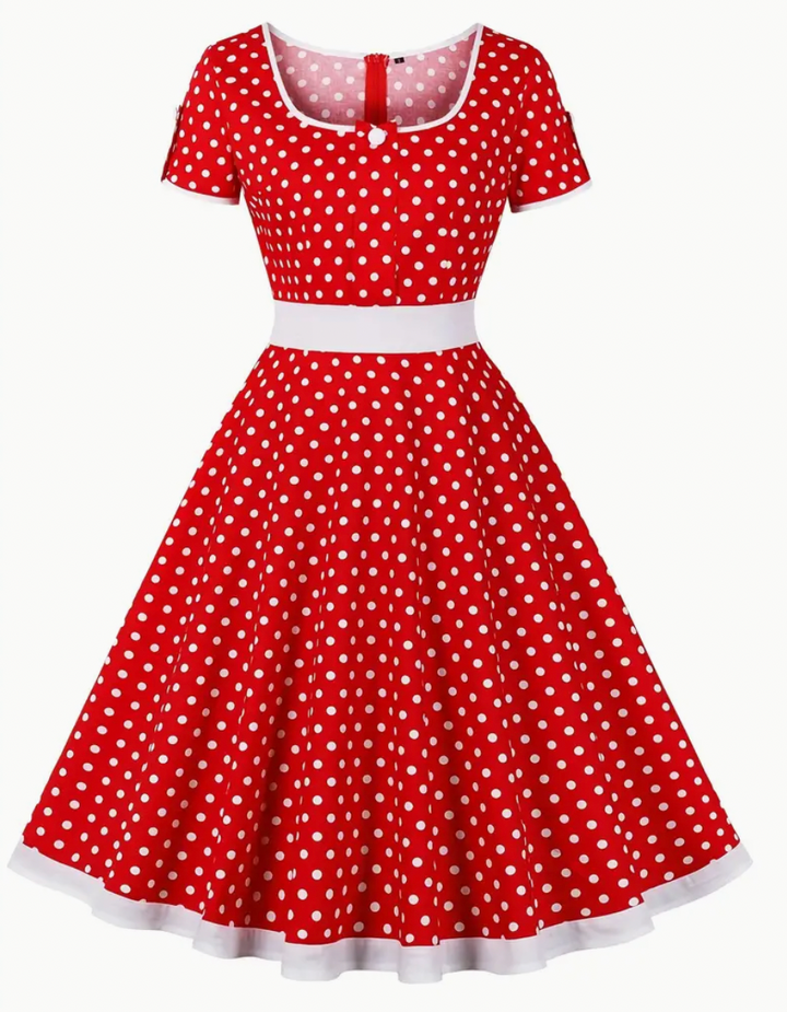 Levoire | Robe Vintage À Pois Pour Femmes Rouge