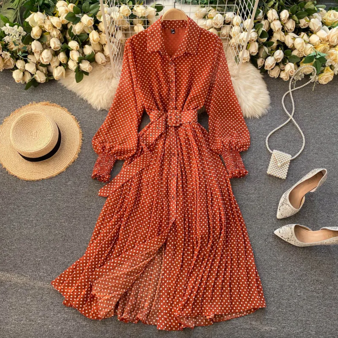 Levoire | Robe De Printemps Élégante Orange Une taille