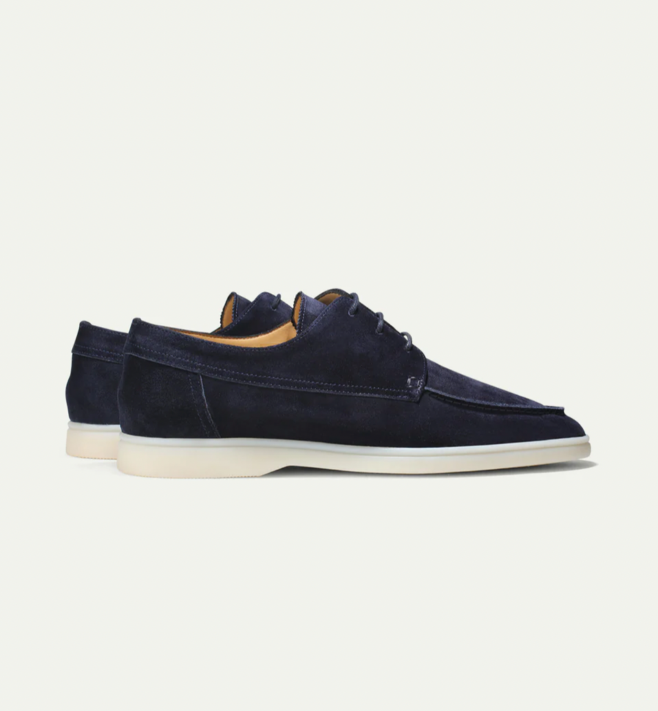 Levoire | Bottines Confort En Cuir Synthétique Semelle Blanche Bleu foncé
