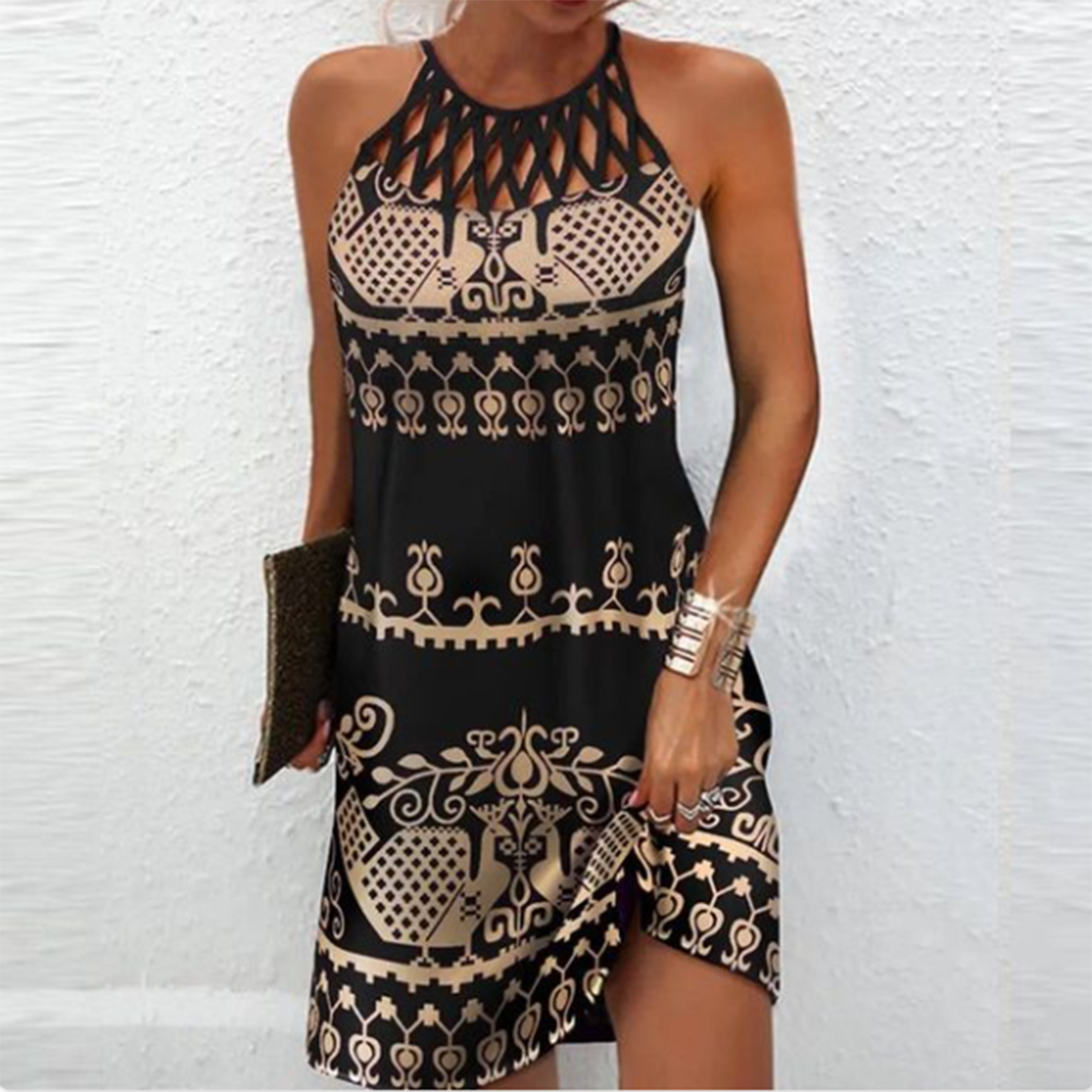 Levoire | Robe Courte Raffinée Impression noire