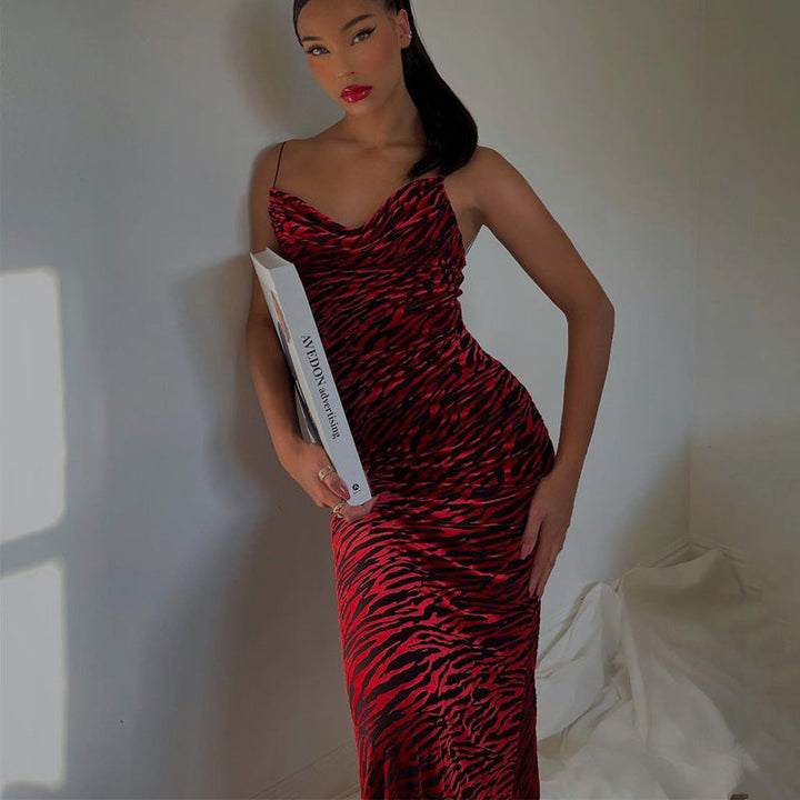 Levoire | Robe Maxi En Maille Zebra Rot