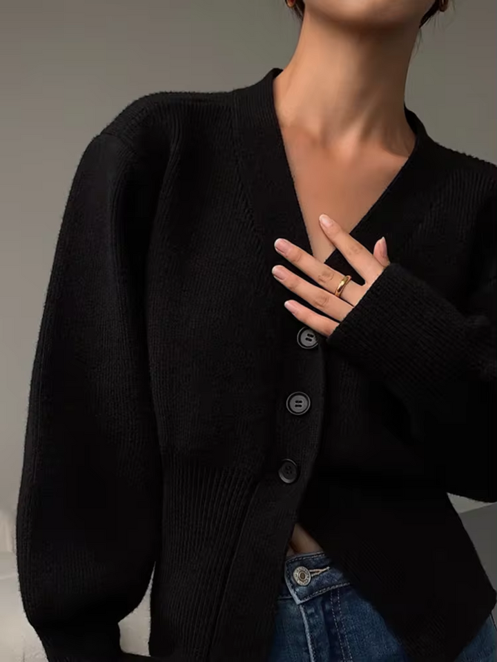 Levoire | Cardigan Avec Décolleté En V Et Fermeture À Boutons Noir