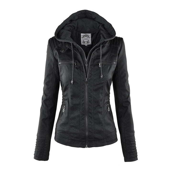 Levoire | Veste De Biker En Cuir Synthétique Premium Avec Capuche Amovible Noir