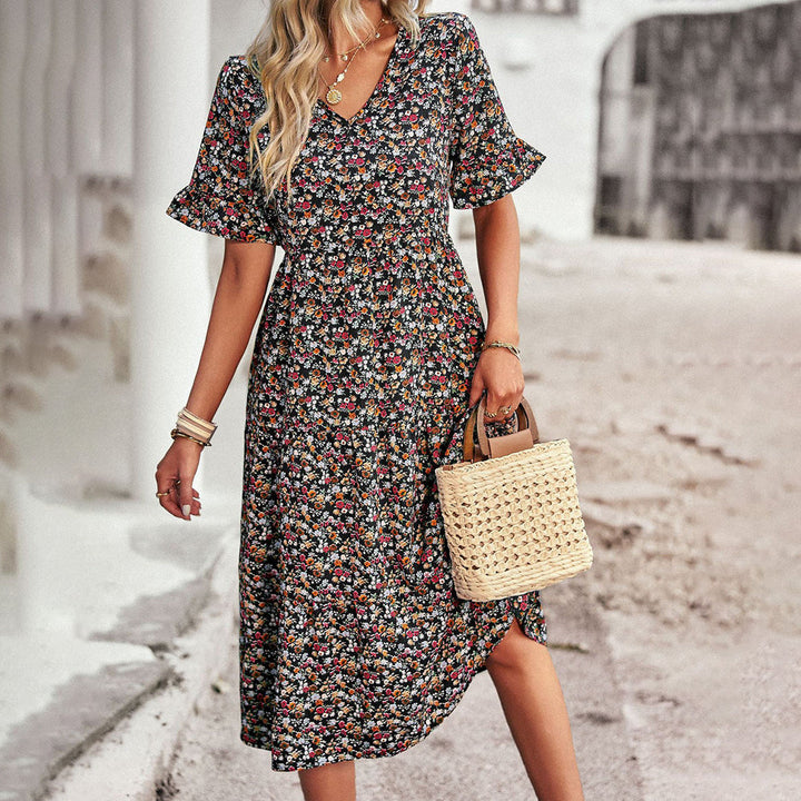 Levoire | Robe à fleurs pour femmes - Midi Noir