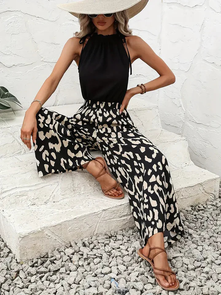 Levoire | Combinaison Avec Motif Léopard Et Jambe Large