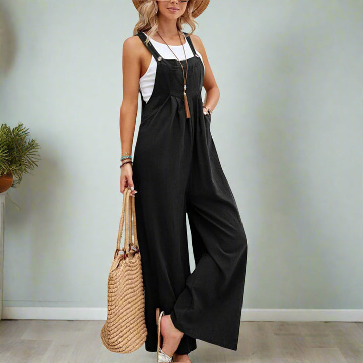 Levoire | Combinaison Sans Manches En Coton Et Lin Pour Dames Ample Noir