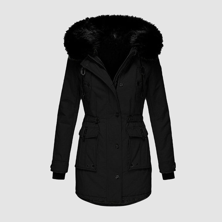 Levoire - Veste d'hiver imperméable avec capuche pour femmes Noir