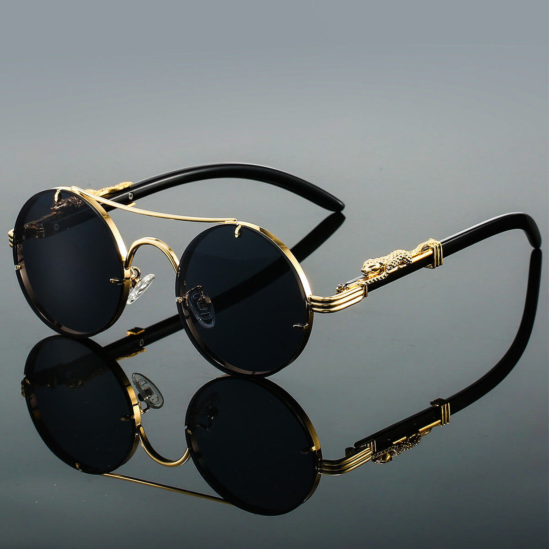 Levoire | Lunettes de soleil rétro en métal rond Noir