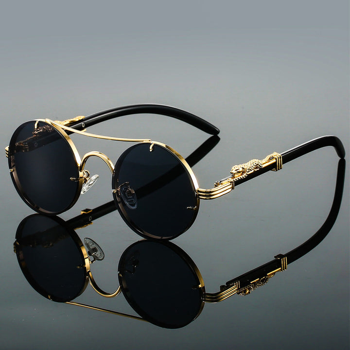 Levoire | Lunettes de soleil rétro en métal rond Noir