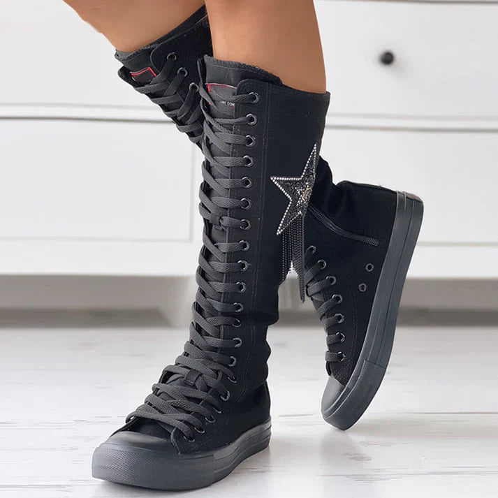 Levoire | Bottes À Lacets Avec Des Franges Noir