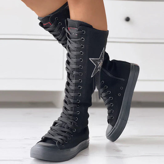 Levoire | Bottes À Lacets Avec Des Franges Noir
