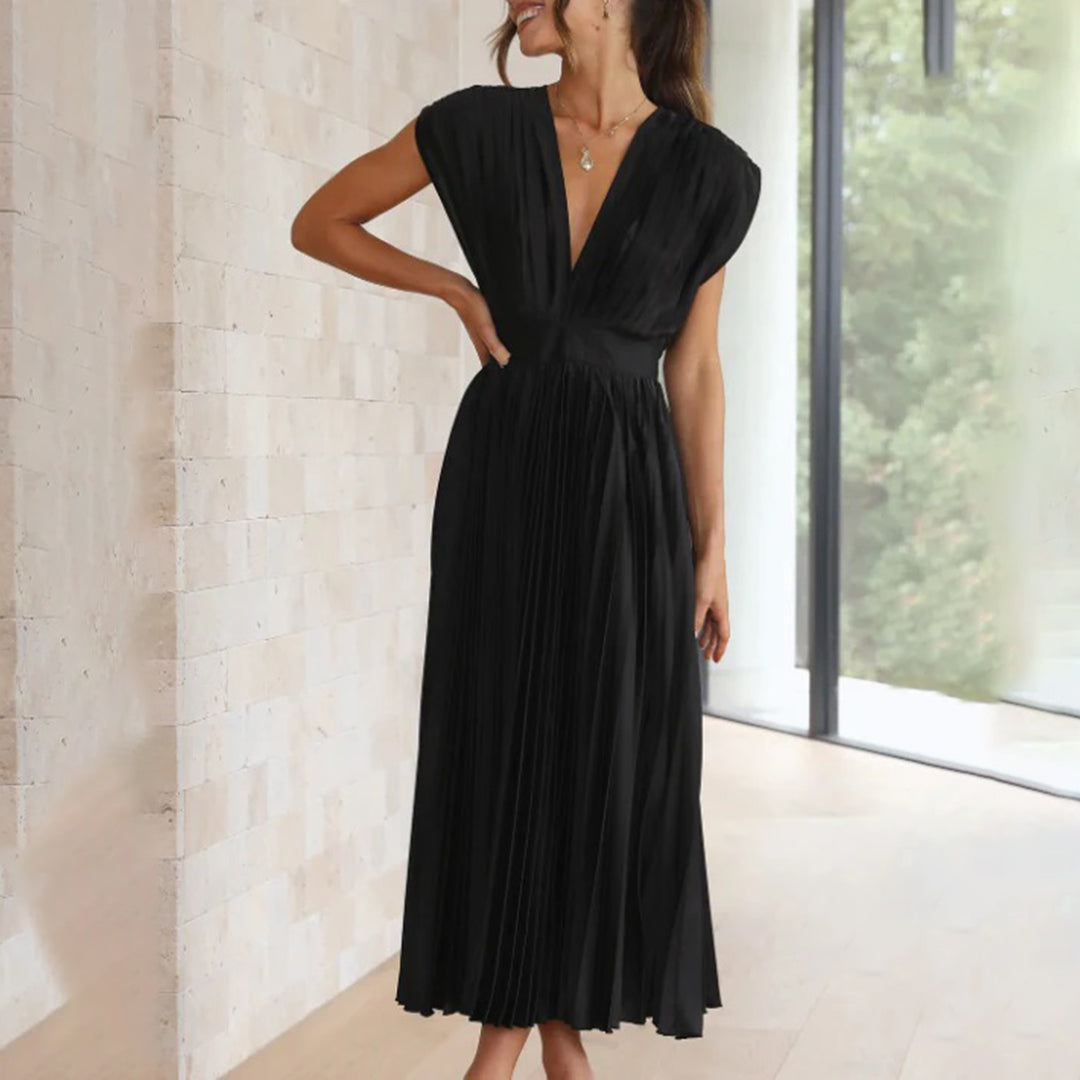 Levoire | Élégante Robe Maxi Plissée Électrique
