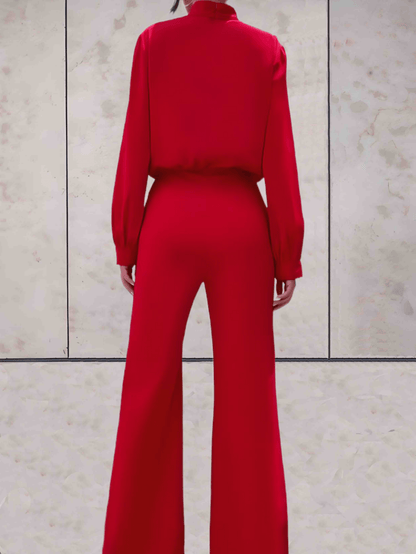 Levoire | Combinaison Rouge Élégante Avec Jambes Larges