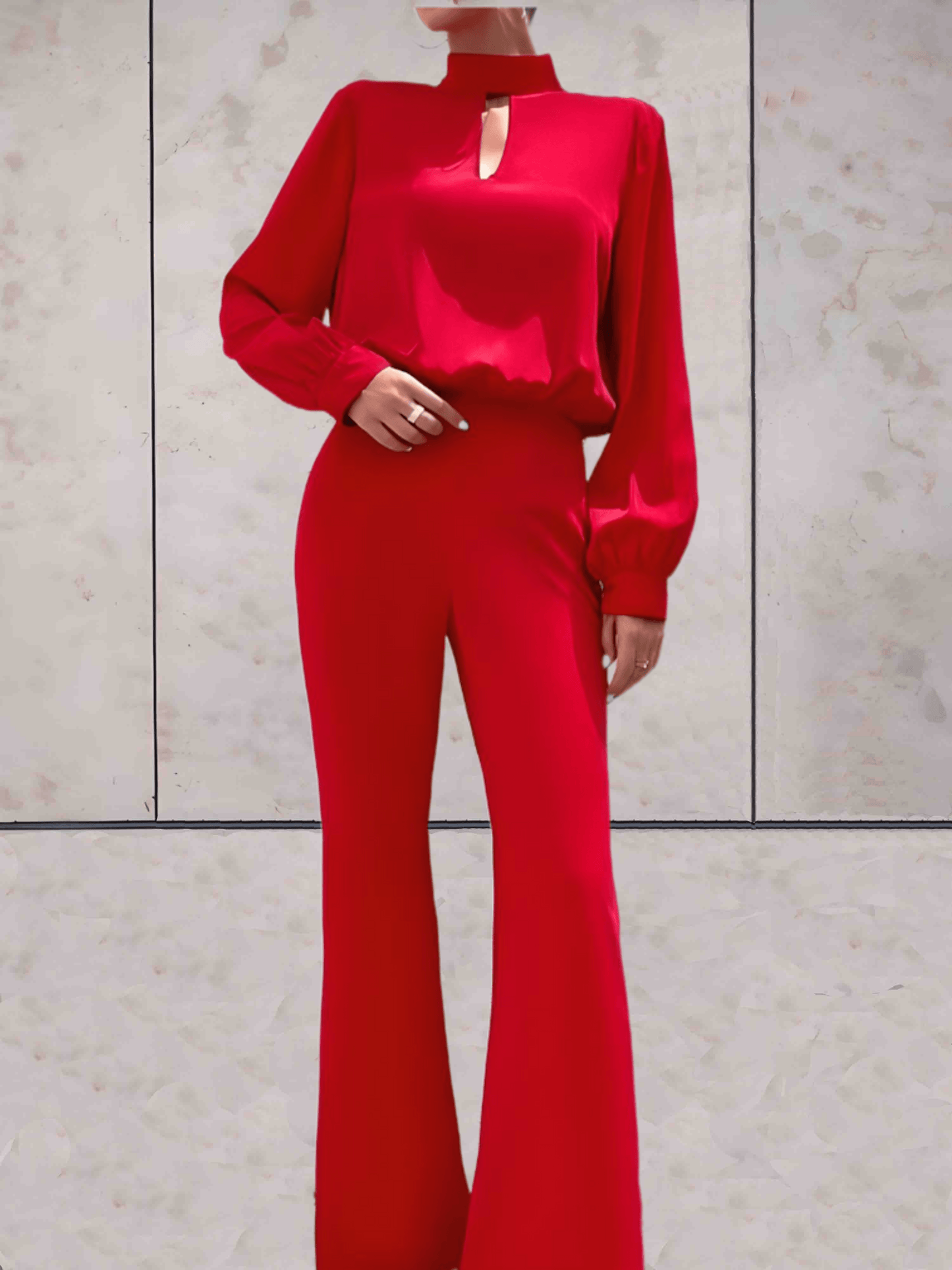 Levoire | Combinaison Rouge Élégante Avec Jambes Larges XL