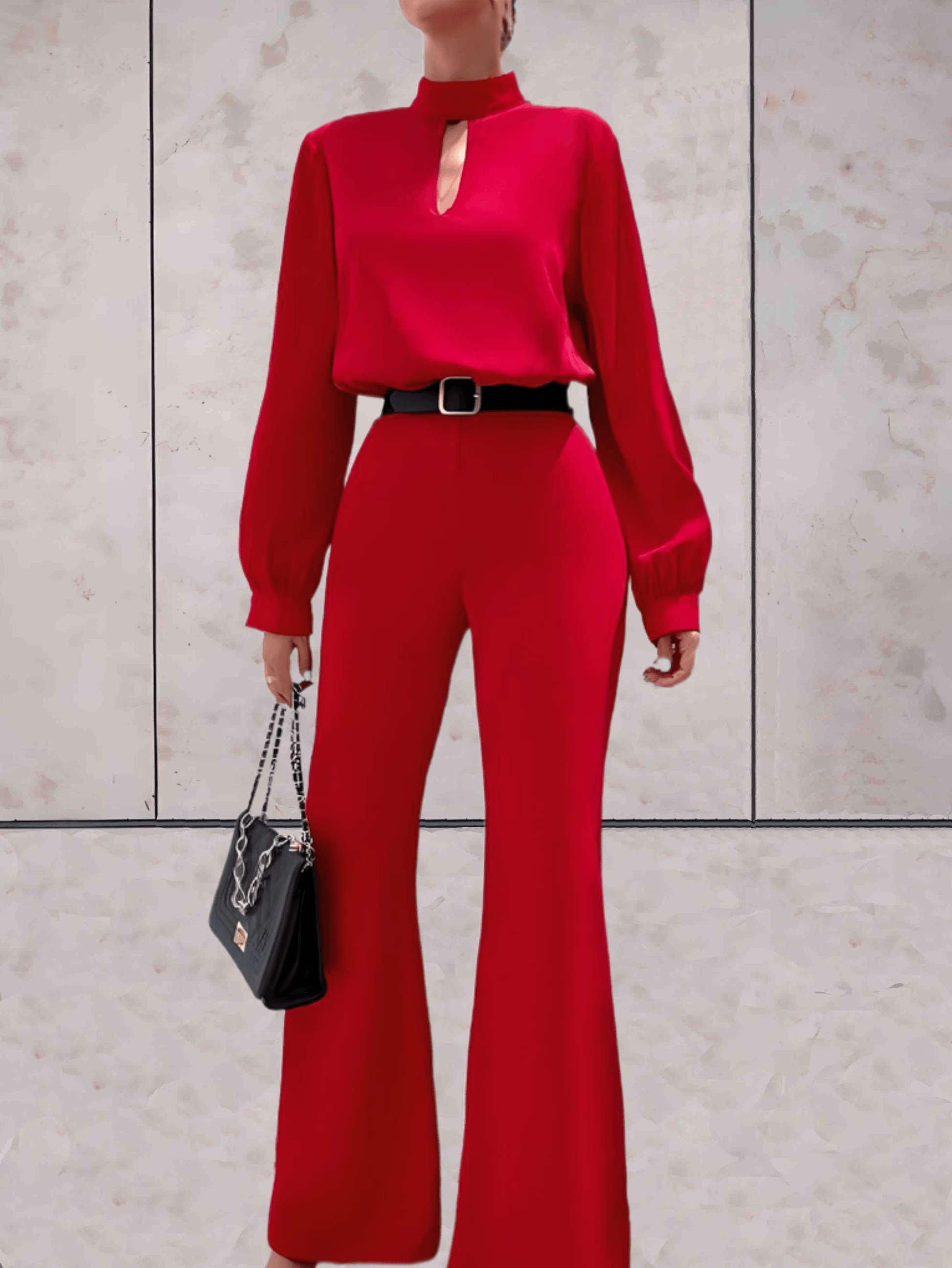 Levoire | Combinaison Rouge Élégante Avec Jambes Larges