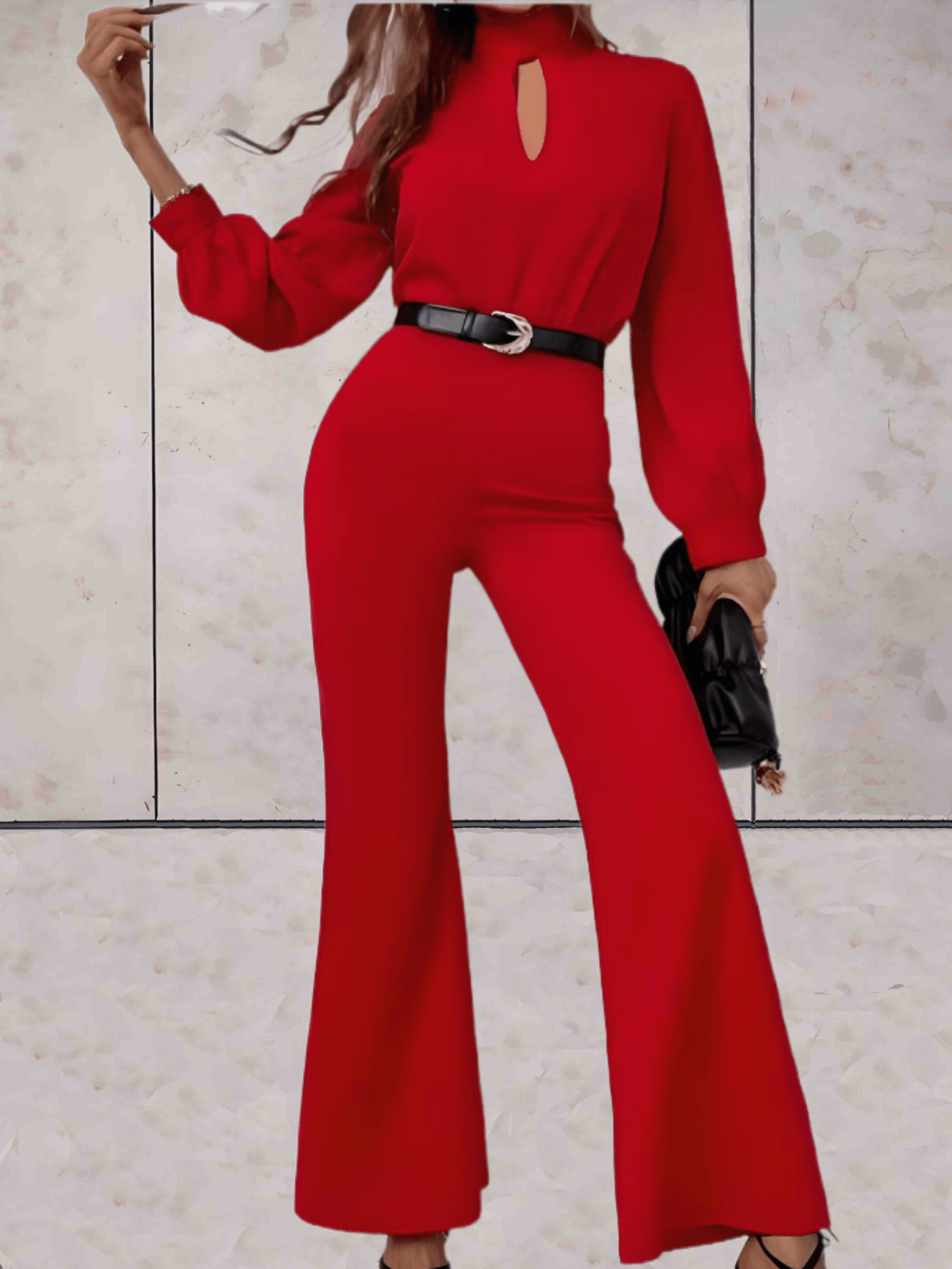 Levoire | Combinaison Rouge Élégante Avec Jambes Larges