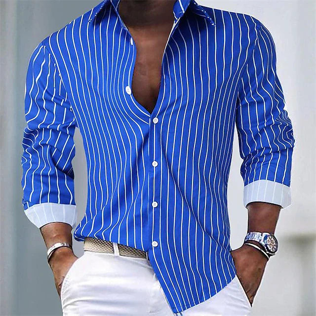 Levoire | Chemise Rayée Classique Bleu